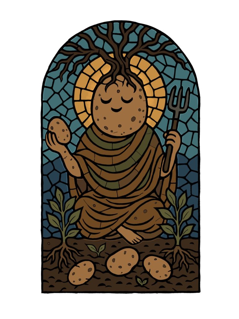 A mosaic potato deity